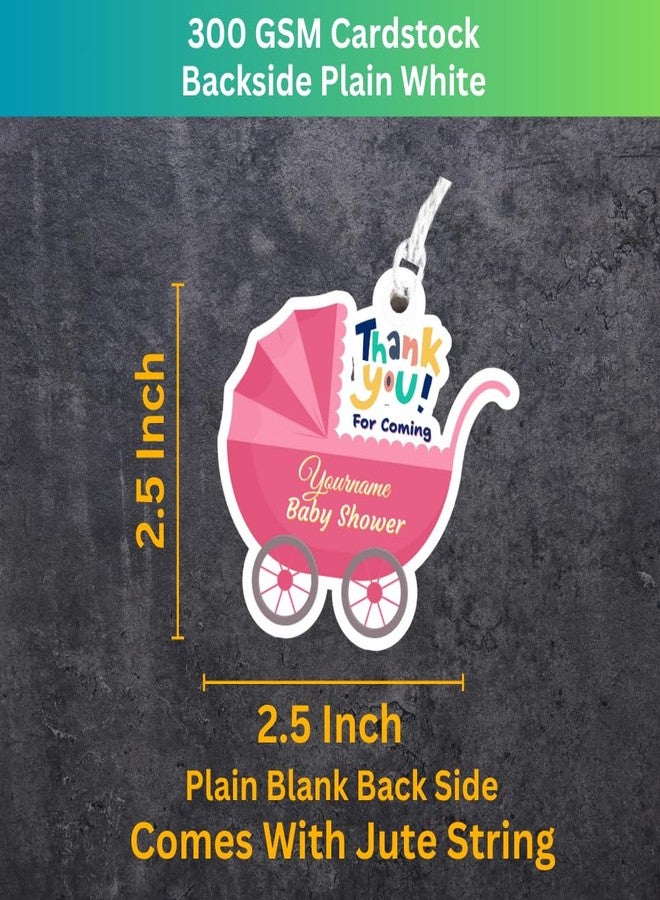 Yellow Nuts Personalized Baby Shower Theme Thank You Gift Tags Cards Return Gifts Greeting Cards Labels Happy Birthday Favour 40 Tags (Pink Cradle) - Image 3